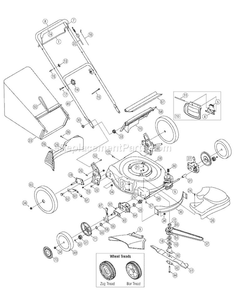 Page A Diagram and Parts List for 12B-569Q755 2007 Yard Man Lawn Mower